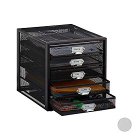 Relaxdays Cassettiera da Scrivania, 5 Cassetti, Formato DIN A4, Porta-Documenti, Box per Lettere e Corrispondenza, Nero, HxLxP: 