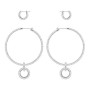 Swarovski Set Orecchini A Buco Stone, Bianco, Placcatura Rodio