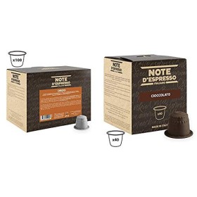 Note D'Espresso Orzo, Bevanda in capsule, 2,7 g x 100 & Cioccolato Preparato Solubile in Capsule per Bevanda al Gusto di Cioccol