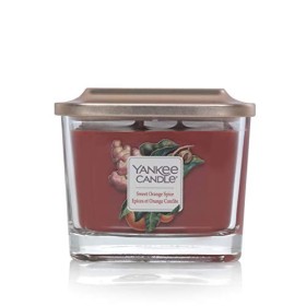 Collezione Yankee Candle Elevation con Coperchio della Piattaforma Candela Quadrata Medio a 3 Stoppini, Sweet Orange Spice