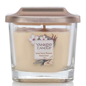 Collezione Yankee Candle Elevation con Coperchio della Piattaforma Piccola Candela Quadrata a 1 Stoppino, Sweet Nectar Blossom