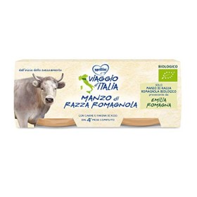 Mellin Viaggio d'Italia, Omogeneizzato Manzo Bio - Confezione da 24x80 gr