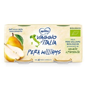 Mellin Viaggio d'Italia, Omogeneizzato di Frutta Bio, Pera Williams - 12 confezioni da 200 gr, Totale 2400 gr
