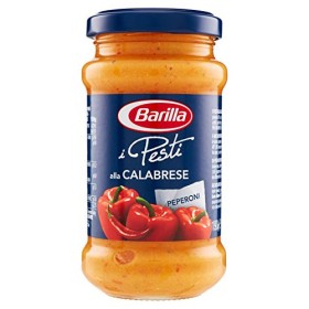 Barilla Pesto alla Calabrese, Sugo Pronto con Peperoni Rossi, Peperoncino, Pecorino Romano DOP, Grana Padano DOP, 190 g