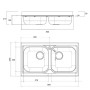 Ariston Lavello Cucina ad Incasso 2 Vasche in Acciaio Inox Cromato 80 cm *** CONFEZIONE 1 pz.