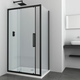 Ogomondo Lato fisso per Porta Scorrevole Slide 2 Black Nero Cristallo 6 mm *** CONFEZIONE 1 pz., Misure 77-79xH195 cm