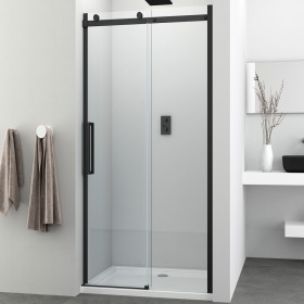 Ogomondo Porta Scorrevole Slide Due Ante Black Profilo Nero Cristallo 8 mm *** CONFEZIONE 1 pz., Misure 157-159xH200 cm