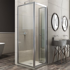 Lato Fisso Box Doccia Book Adatto per Porta a Soffietto Book Varie Misure Cristallo Temprato  *** CONFEZIONE 1 pz., Misure 88-90