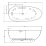 Vasca Da Bagno Free Standing Lisa Artificial Stone Bianco Opaco Matt *** CONFEZIONE 1 pz., Misure L160x80x54 cm