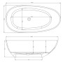 Vasca Da Bagno Free Standing Lisa Artificial Stone Bianco Opaco Matt *** CONFEZIONE 1 pz., Misure L160x80x54 cm
