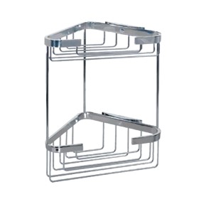 Ogomondo Angolare Doccia Double 2 Ripiani in Ottone Cromato Misure 25x15 cm  *** CONFEZIONE 1 pz.