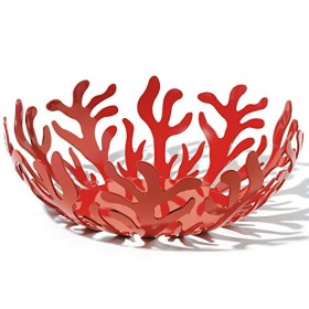 Alessi Mediterraneo ESI01/29 Fruttiera di Design in Acciaio Colorato Rosso & AAM32 1 Proust Parrot Cavatappi per Vino di Design,
