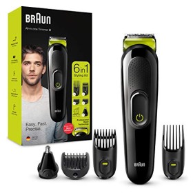 Braun MGK3221 Tagliacapelli Regolabarba Uomo, Lame Di Lunga Durata, Con Rifinitore Naso/Orecchie E 5 Accessori, Confezione Con 8