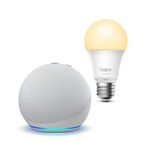 Echo Dot (4ª generazione), Bianco ghiaccio + TP-Link Tapo White Lampadina Connessa (E27), compatibile con Alexa