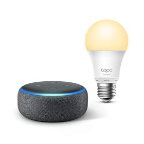 Echo Dot (3ª generazione), Tessuto antracite + TP-Link Tapo Lampadina Smart (E27), compatibile con Alexa
