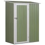 Outsunny Capanno Casetta Porta Attrezzi da Giardino in Acciaio 1 Porta con Chiavistello, 143 x89x186cm, Verde Chiaro
