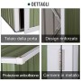 Outsunny Capanno Casetta Porta Attrezzi da Giardino in Acciaio 1 Porta con Chiavistello, 143 x89x186cm, Verde Chiaro