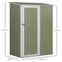 Outsunny Capanno Casetta Porta Attrezzi da Giardino in Acciaio 1 Porta con Chiavistello, 143 x89x186cm, Verde Chiaro