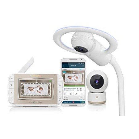 Motorola Halo+ - Over the Crib Baby Video Monitor con unità genitore portatile da 4,3" - App Wi-Fi Hubble connessa per smartpho
