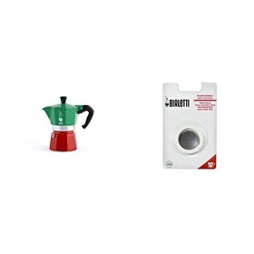 Bialetti Moka Express Italia Collection (Tricolore) Caffettiera, Alluminio, 3 Tazze & Moka Express Break dama mini express ,Conf