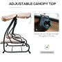 Outsunny Dondolo da Giardino 3 Posti Convertibile in Letto a Dondolo, Tetto e Struttura in Acciaio, 200x120x164cm Beige