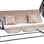 Outsunny Dondolo da Giardino 3 Posti Convertibile in Letto a Dondolo, Tetto e Struttura in Acciaio, 200x120x164cm Beige