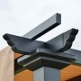 Outsunny Pergola Gazebo da Giardino in Acciaio con Tende Regolabili 305x305x220cm, Marrone Chiaro