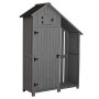Outsunny Casetta Porta Attrezzi da Giardino in Legno di Abete Impermeabile con Ripiani e Legnaia, Grigia 129x51.5x180cm