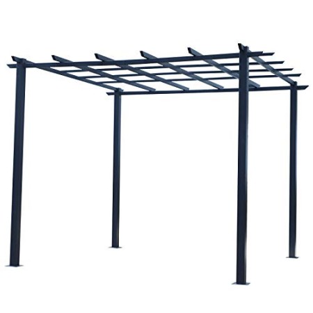 Outsunny Pergola Pergola da Giardino Decorabile Rampicanti Palloncini in Ferro 300 x 300 x 230 cm Nero