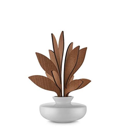 Alessi The Five Season MW64 2S W, Diffusore a Foglie per Ambiente in Porcellana, Foglie in Legno di Mogano, Ahhh, Bianco