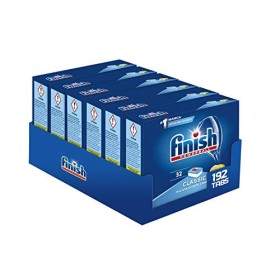Finish, 192 Pastiglie per Lavastoviglie, Classic, 6 Confezioni da 32 Pastiglie, Limone