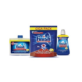 Finish Kit Pastiglie per Lavastoviglie, All in One Max, 94 Pastiglie, Limone, Curalavastoviglie Limone, Brillantante Limone