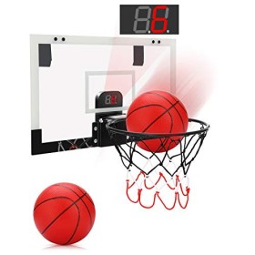 PELLOR Mini canestro da basket , con funzione di valutazione elettronica e suono, con 2 palloni da e pompa, gioco di lancio per 