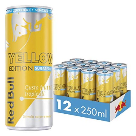 Red Bull Energy Drink Senza Zuccheri Gusto Frutti Tropicali, 12 lattine da 250 ml