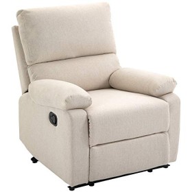 homcom Poltrona Relax Moderna per Soggiorno con Schienale Reclinabile Manuale in Tessuto Beige 79x92x97cm