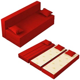 Baldiflex Divano Letto 3 Posti Modello TreTris Rivestimento Sfoderabile e Lavabile, Colore Rosso Cardinale