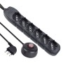 Electraline 62011 Multipresa Universale con Interruttore a Pedale, Cavo 1.5mt, 6 Prese Universali, Spina 16A, Grigio