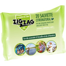 Zig Zag, Repellente, Antizanzare, Salviette Citronatural, al profumo di citronella, contiene olii essenziali di citronella e ger