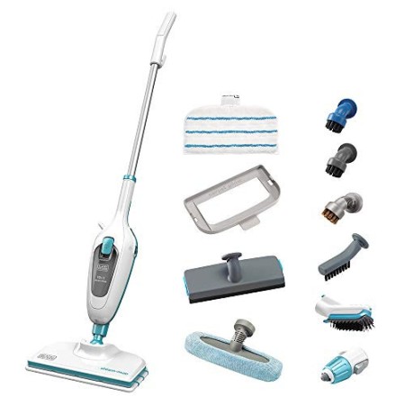 BLACK+DECKER FSMH13E10-QS Lavapavimenti a Vapore Steammop, 1300 W, 5 Decibel, Plastica, Bianco/Blu