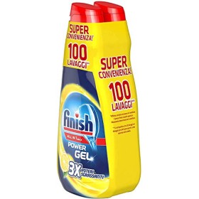 Finish Powergel, Gel Detersivo per Lavastoviglie Liquido, Multiazione, Limone Sgrassante, 100 Lavaggi, 2 Confezioni da 50 Lavagg