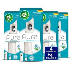 Airwick Profumatore per Ambienti Spray Automatico Freshmatic - 1 Confezione con 4 Diffusori e 4 Ricariche, fragranza Pure Profum