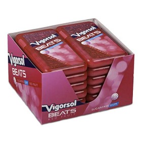 Vigorsol Beats Red Fruit, Gusto Frutti Rossi, Gomme da Masticare senza Zucchero con Xilitolo, Formato Scorta da 12 Astucci