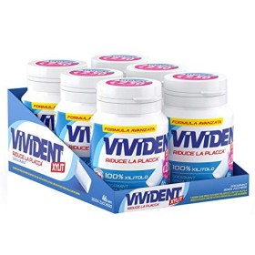 Vivident Xylit Chewing Gum Senza Zucchero, Gusto Menta, Confezione da 6 Mini Barattoli, 46 Gomme da Masticare Ciascuno