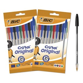 BIC Penne a Sfera, Cristal Original, Colori Assortiti, Punta Media (1.00 mm), 2 Pacchi da 10 Penne, per Scrivere a Scuola e a Ca