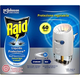 Raid Liquido Elettrico Protezione +, Antizanzare Tigre e Comuni, Confezione da 1 Base e 1 Ricarica 36ml