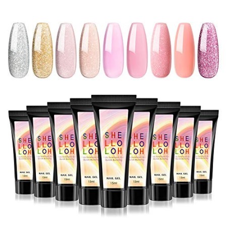 Shelloloh Set di smalti gel UV per unghie, 10 colori, gel colorato, starter set da 36 W, lampada LED per nail art, manicure, set