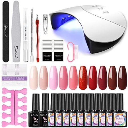 Shelloloh - Set di 10 smalti per unghie con lampada UV/LED, 36 W, per nail art