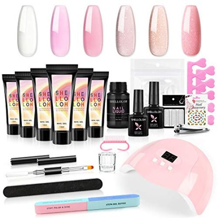 Shelloloh Quick Extension - Set di 6 smalti gel per unghie, 36 W, UV/LED, lampada per unghie, set di smalti in gel per nail art,