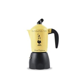 Bialetti Moka Orzo Express Caffettiera con Orziera, Alluminio, Giallo, 4 Tazze