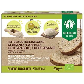 Probios Fette Biscottate Artigianali Integrali di Grano Duro Cappelli Bio, Confezione da 10 x 200 g